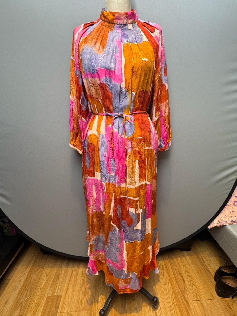 Anthropologie Maeve Jessamine Mock Neck Maxi Dress M Abstract Print